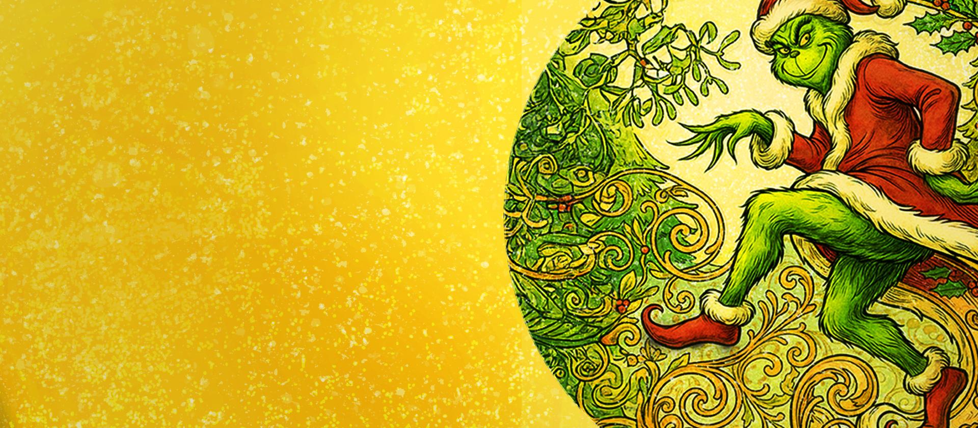 A giant christmas tree is being used as a hiding place by the Grinch dressed in a santa suit.